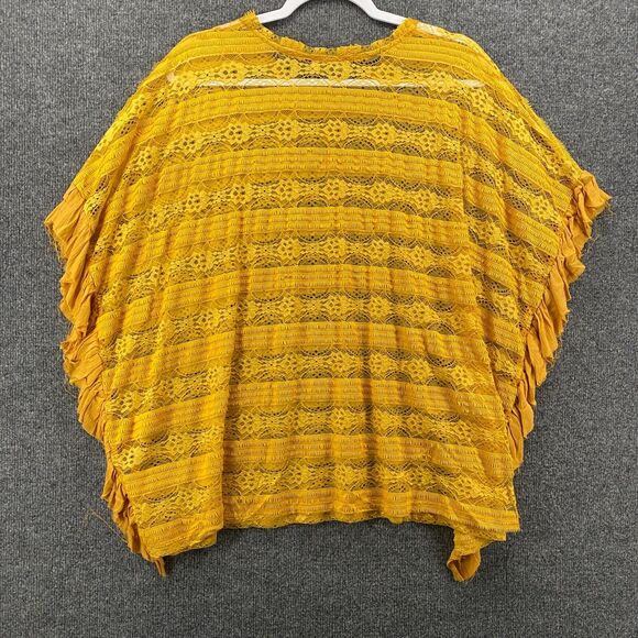 UMGEE Top Womens XL Mustard Lace Pullover Poncho Resort Casual Boho Hippie 90s - Picture 3 of 6